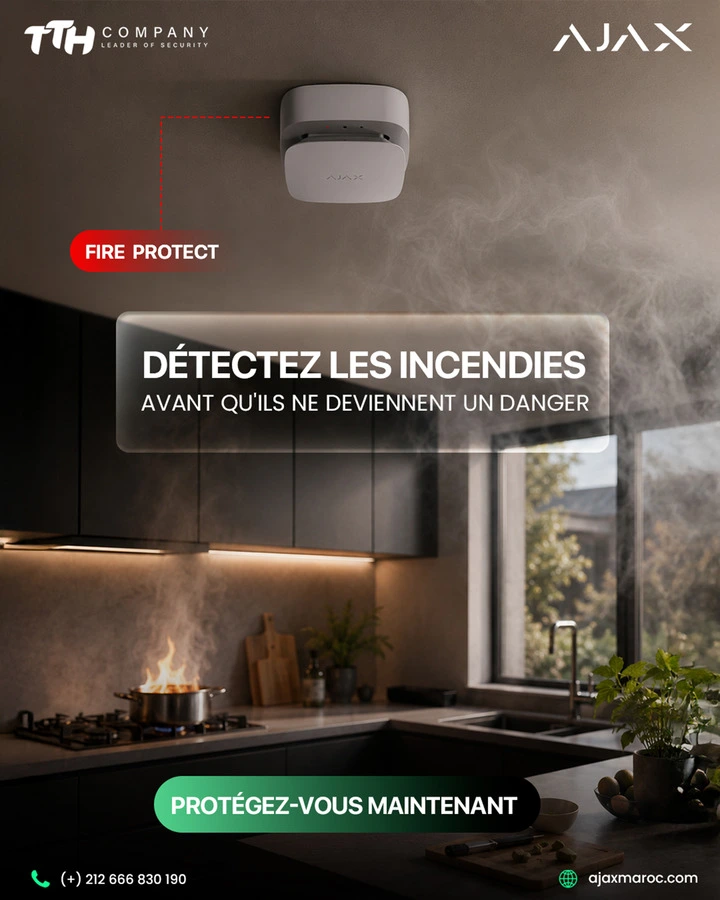 Kit alarme maison sans fil Ajax avec hub, détecteur et sirène au Maroc